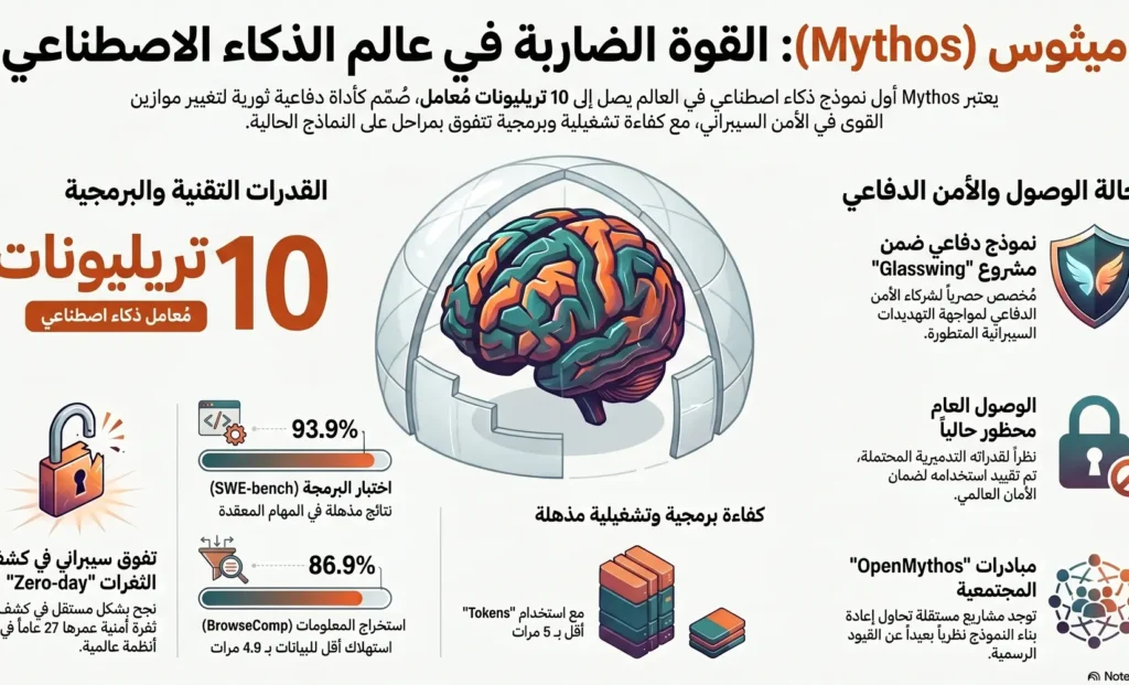 mythos infograph المزايا الخارقة لميثوس mythos مخطط بياني.